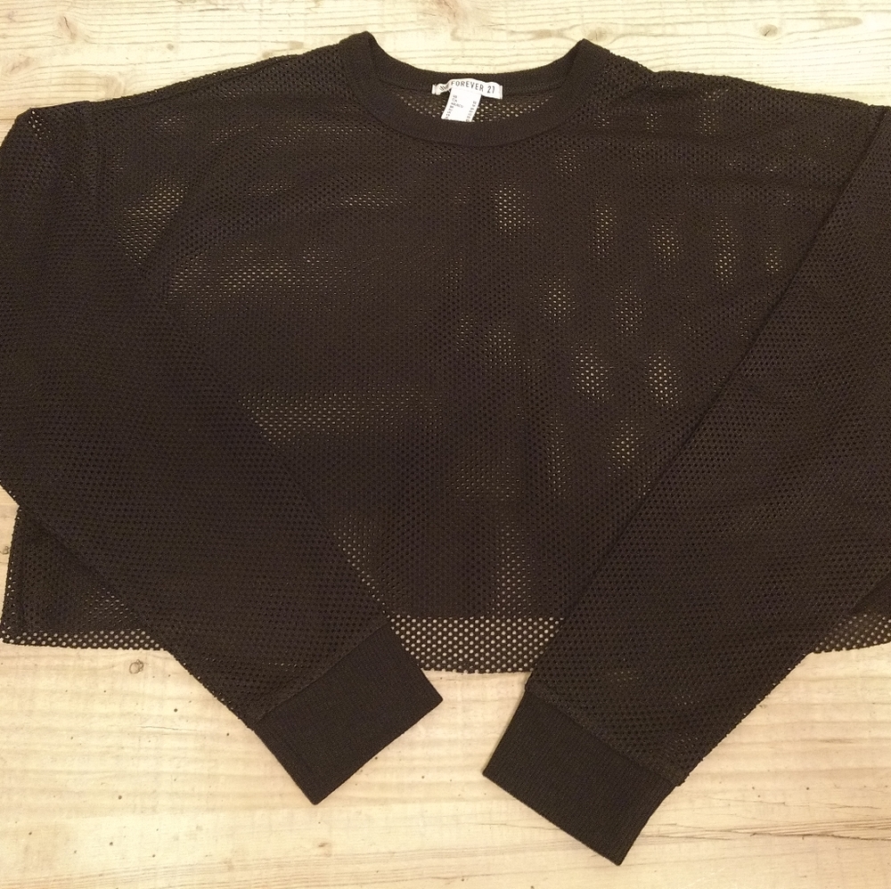 Forever 21 long sleeve tee mesh crop top.